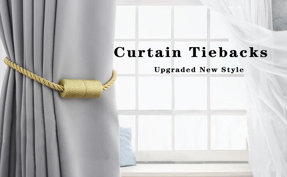 Description Picture 2 of itemFenghuangwu 1 PC Curtain Tiebacks with Strong Magnetic Decorative Drapes Weave Holdbacks Tie Backs Window Drape Accessories