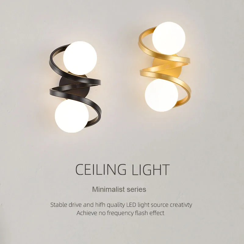 

Modern Wall Lamp Glass Shade Bedside Bedroom Loft Design Up Down Iron Led Wall Lights Gold for Home Decor Mirror Front Light