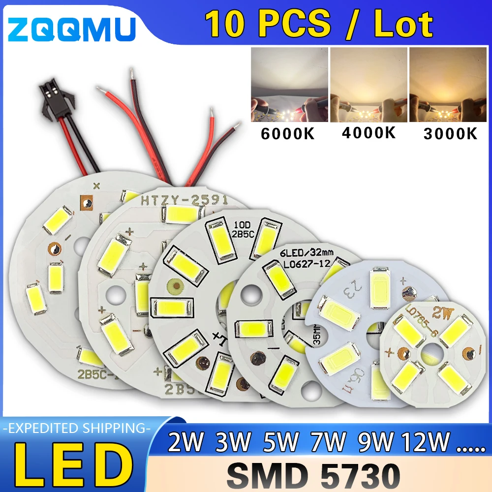 10PCS LED High Brightness 2W 3W 5W 7W 9W 31MM-65MM Round Light Source Light Board DIY Bulb Round Transformation Source led lamp led lamp bulb led light panel