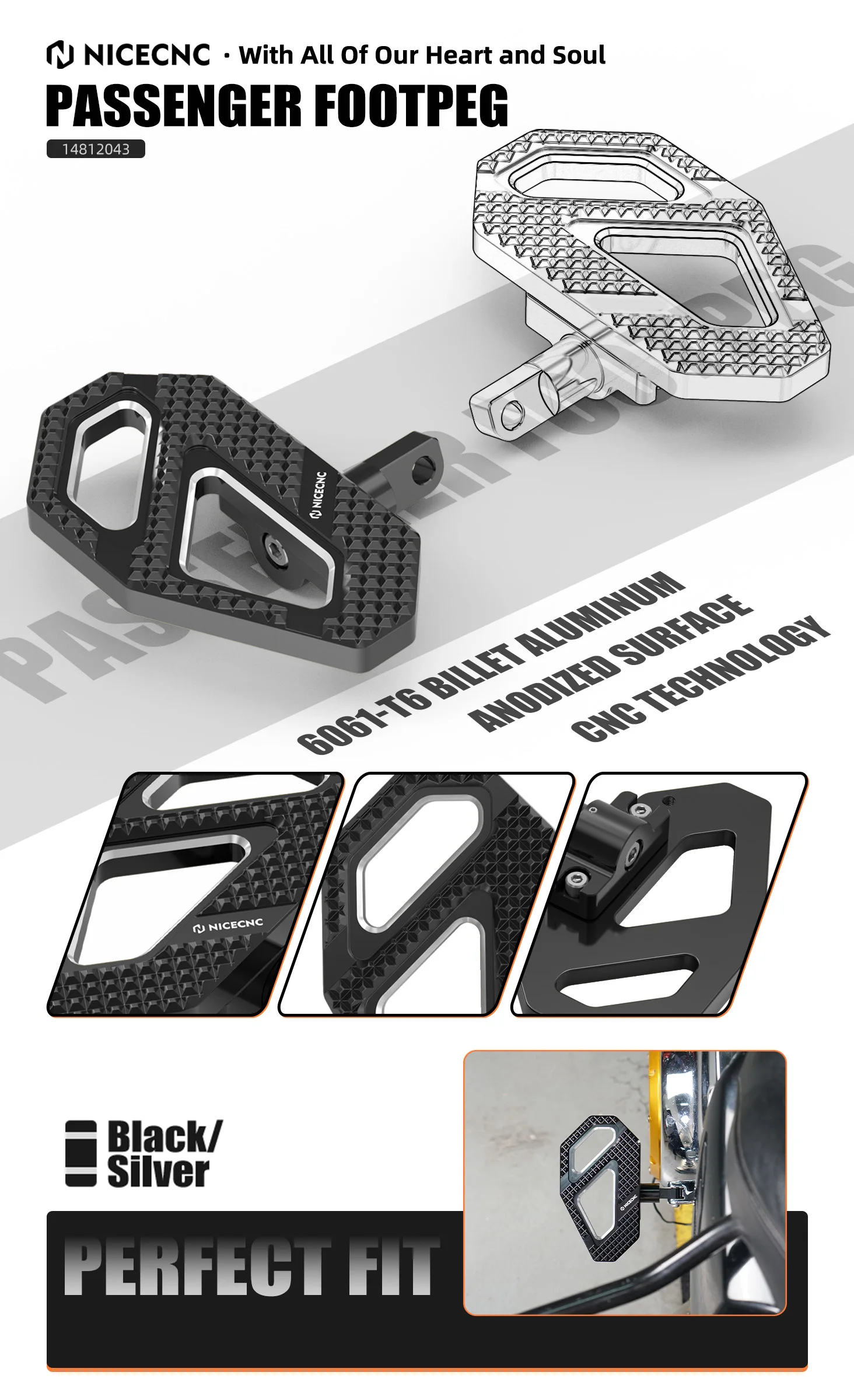 Motorrad-Beifahrer-Fußstützen, Diele für Harley Road King Special 2017–2024, Road Glide FLTRX 15–24, Road Glide Special 15–23 – Detail 1