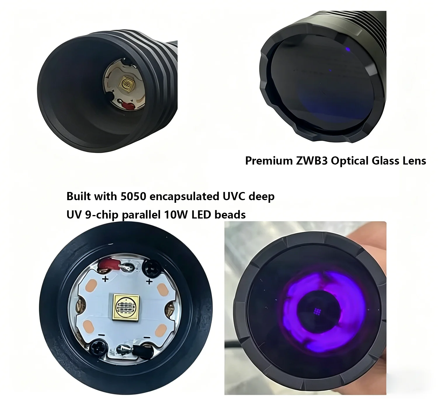 전문가용 M58 254nm 310nm UVC 손전등 ZWB3 렌즈 10W LED 토치 애완동물 무좀 진단 보석 식별 NDT 법의학 검사