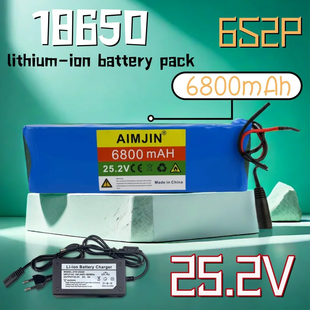

6S2P 18650 Lithium ion Rechargeable Battery Pack 25.2V 6800mAh Suitable for Electric Bicycle Moped Battery with BMS