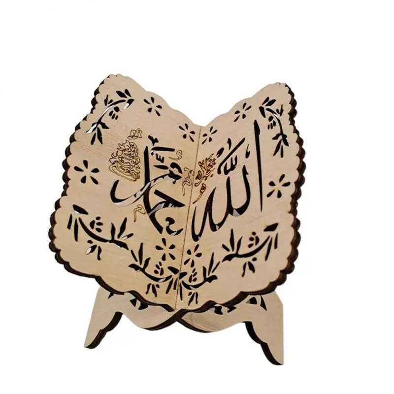 

2023 NEW Wooden Eid Mubarak Prayer Book Stand Holder Koran Holy Bible Display Rack Ramadan Decorations For Home Islamic Muslim
