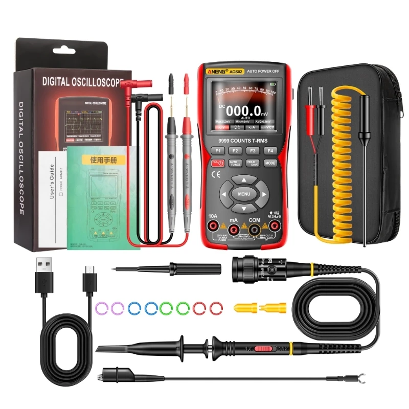 

Durable AOS02 9999 Counts Digital Profession Oscilloscope Multimeter 2 in 1 PC Waveform Data Storage True-RMS Tranistor G6KA