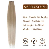 Tissage en lot synthétique lisse en Fiber de haute température, 32 pouces, 200g, ombré, blond, brun, gris, 27/613, reflets M618 5