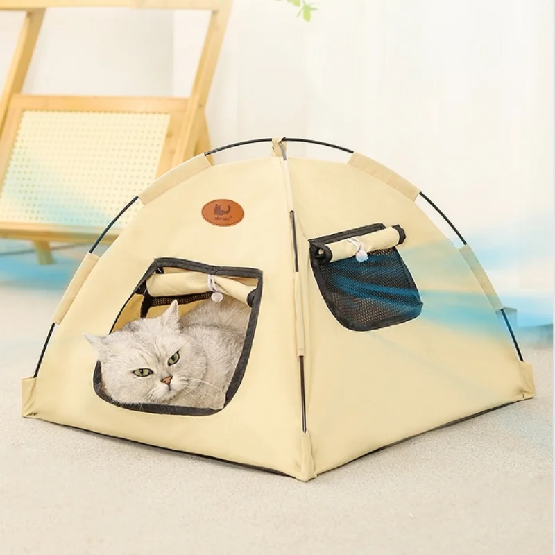 The New Three-color Tent Nest With Its Own Door Curtain Four Seasons General Ventilation Without Flavor Closed Warm Pet Nest 4