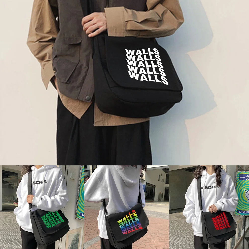 

Crossbody Bag Canvas Shoulder Bags Diagonal Bag Youth Satchel Women Messenger Bags School Envelope Pouch Walls Pattern