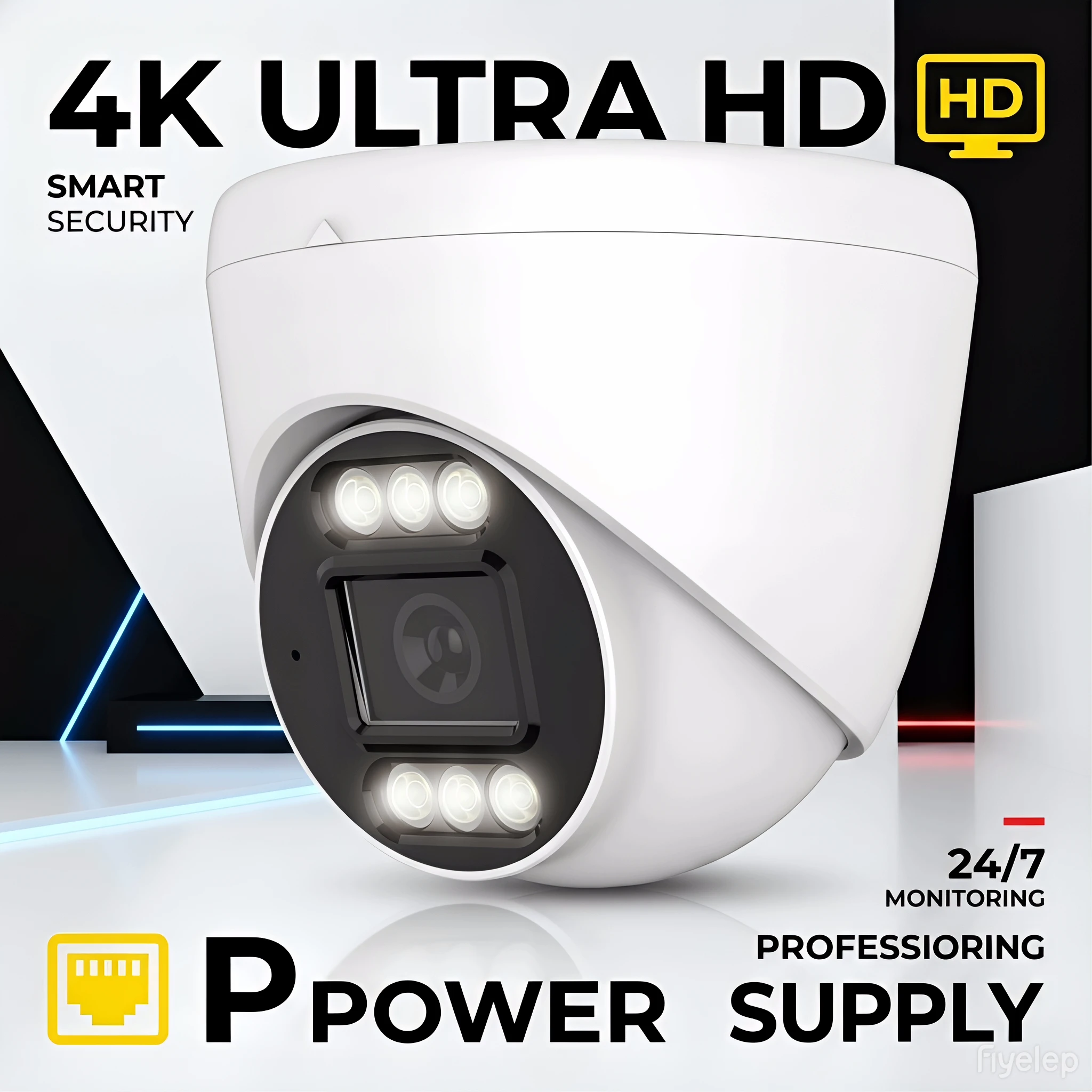 4K 8MP PoE IP Security Camera, 4MP/5MP Optional, Two-Way Audio, Dual-Light Night Vision, H.265, ONVIF Supported Surveillance Cam 1