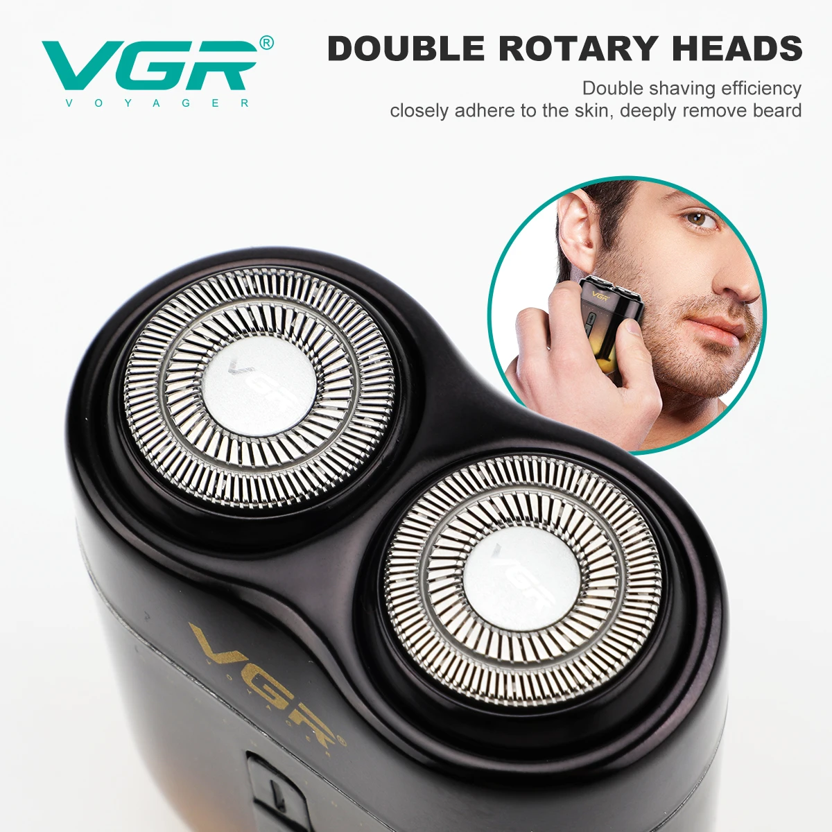 VGR v-348 새로운 편리한 전기 면도기 그라데이션 메탈 면도기 이중 날 면도기 남성용 면도기 가정용 여행용 미니 USB 헤어 트리머