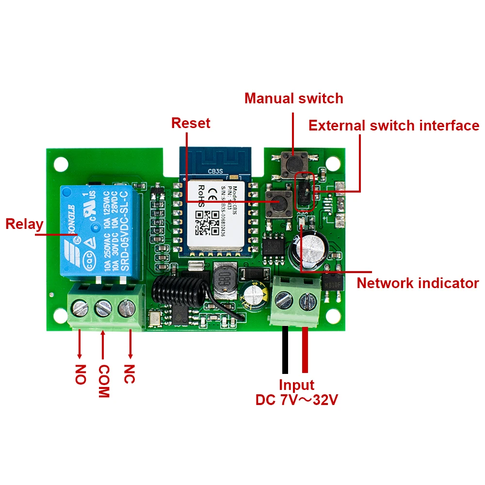 Smart WiFi Garage Door Access Switch with RF Remote and Pulse Relay Module