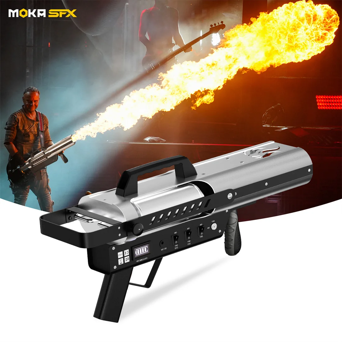 MOKA SFX Handheld Flame Machine Stage Fire Gun Flame Thrower Spray 3 Meters for Performance DJ Rock Show 1 pack co2 jet machine 12x3w rgb full colors led co2 jet cannon stage dj effect lights built in 3 meters hose dmx512 control