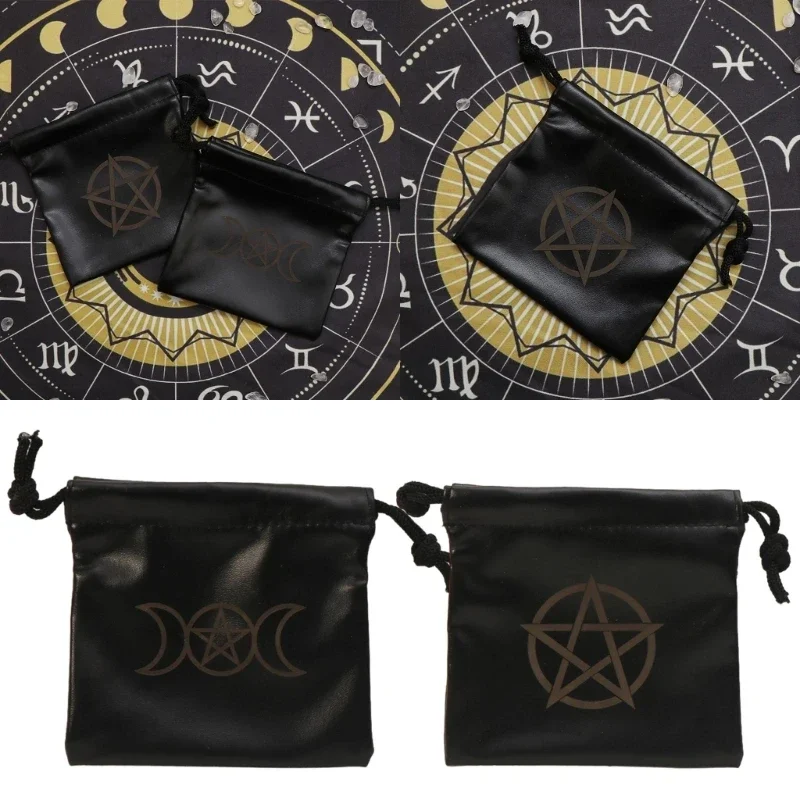 

Drawstring Dices Bag Astrolabes Divinations Tarots Card Bag Board Game Mini PU Leather Jewelry Packaging Storage Pouches