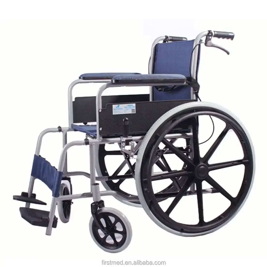 Manual Wheelchair with Mag rear wheel High Carbon Steel Folding Lightweight Parking Brake with Foot Pedal