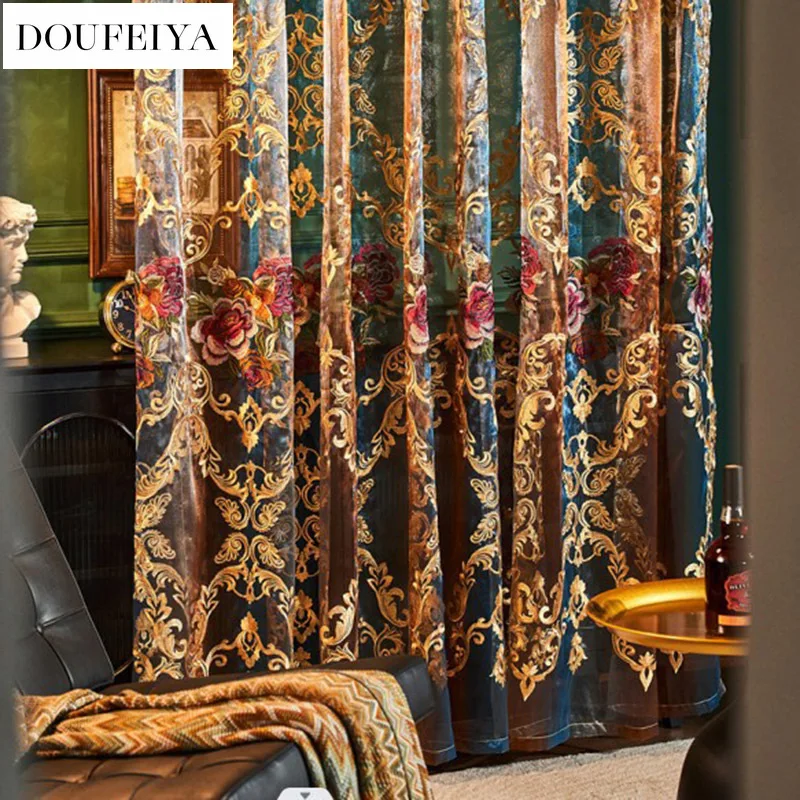 

Luxury Curtains for Living Dining Room Bedroom Embroidered Tulle