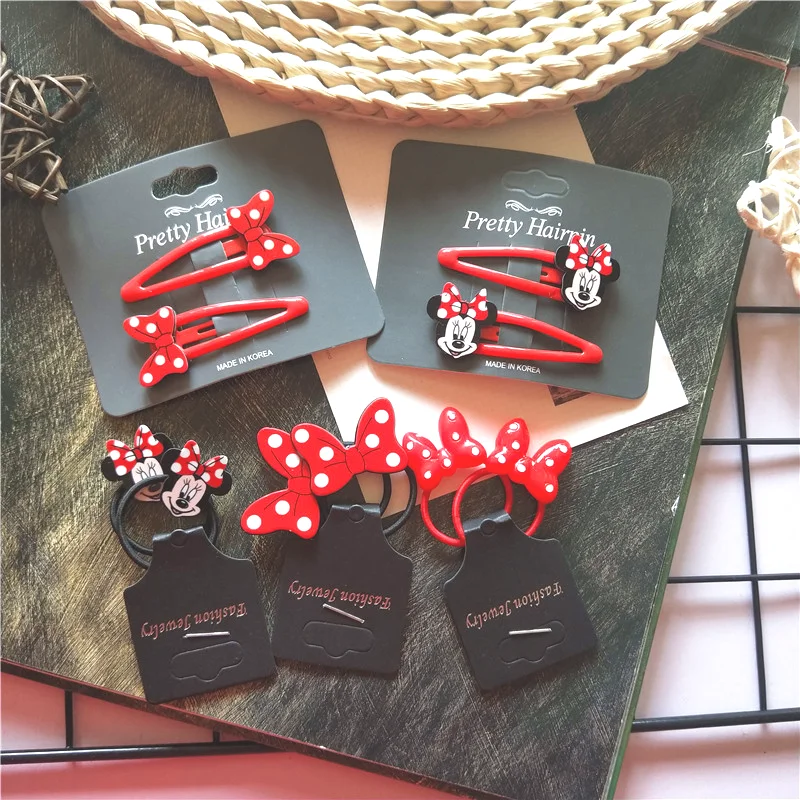 Disney Mickey Minnie Hairpin Children's Bow Hair Accessories Girls Headdress Cartoon BB Clip Girls Birthday Birth Gift Girl Hair hair accessories