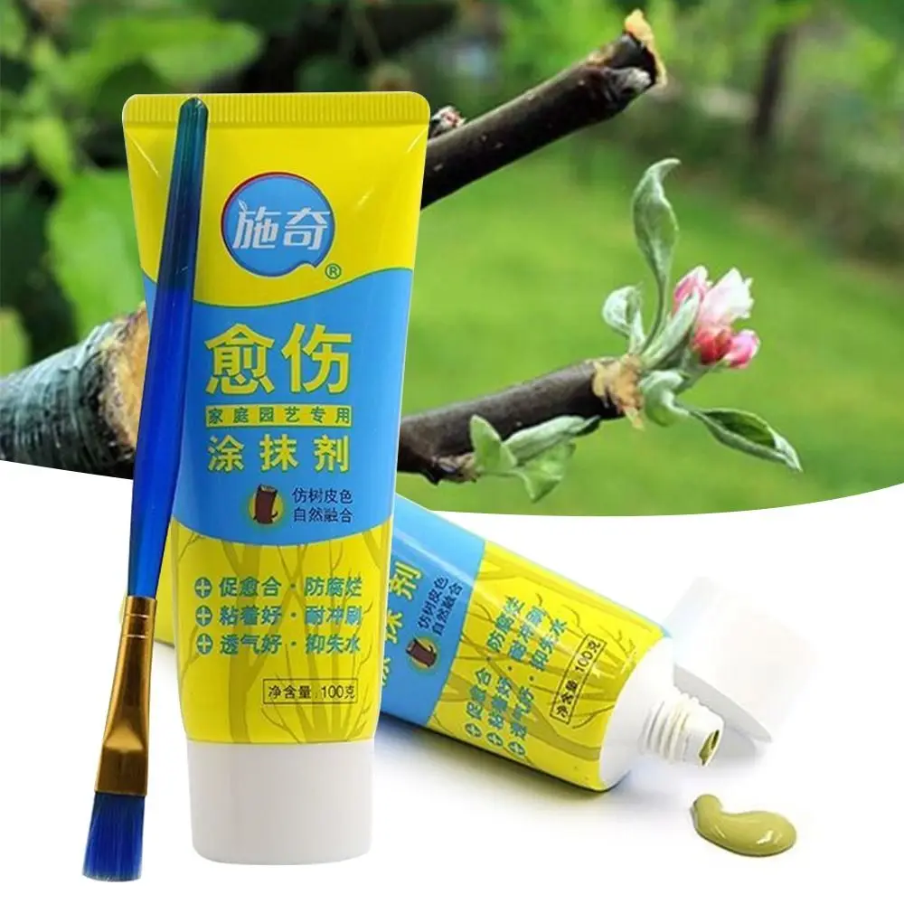 100g Tree Wound Bonsai Cut Paste Plant Restoring Regrowth Sealant Smear Agent Pruning Compound Sealer With Brush plant wound sealer