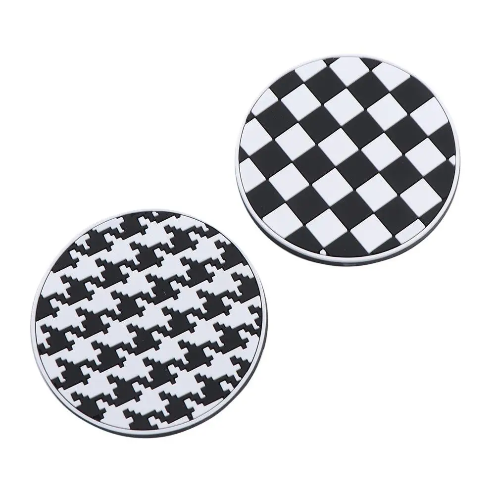 Houndstooth Flower Coaster Waterproof Heat Resistance Car Water Cup Pad Non-slip Anti-skid Water Cup Cushion Car Interior