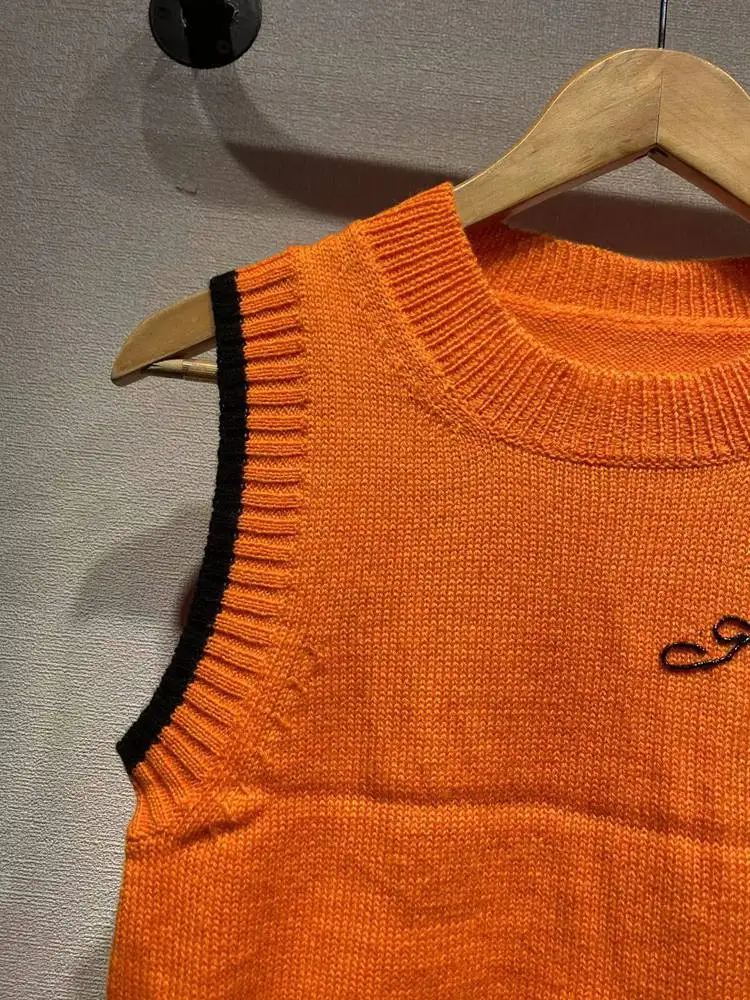 Orange Sweater Vest Womens V Neck Knit Vest Orange Orange Color