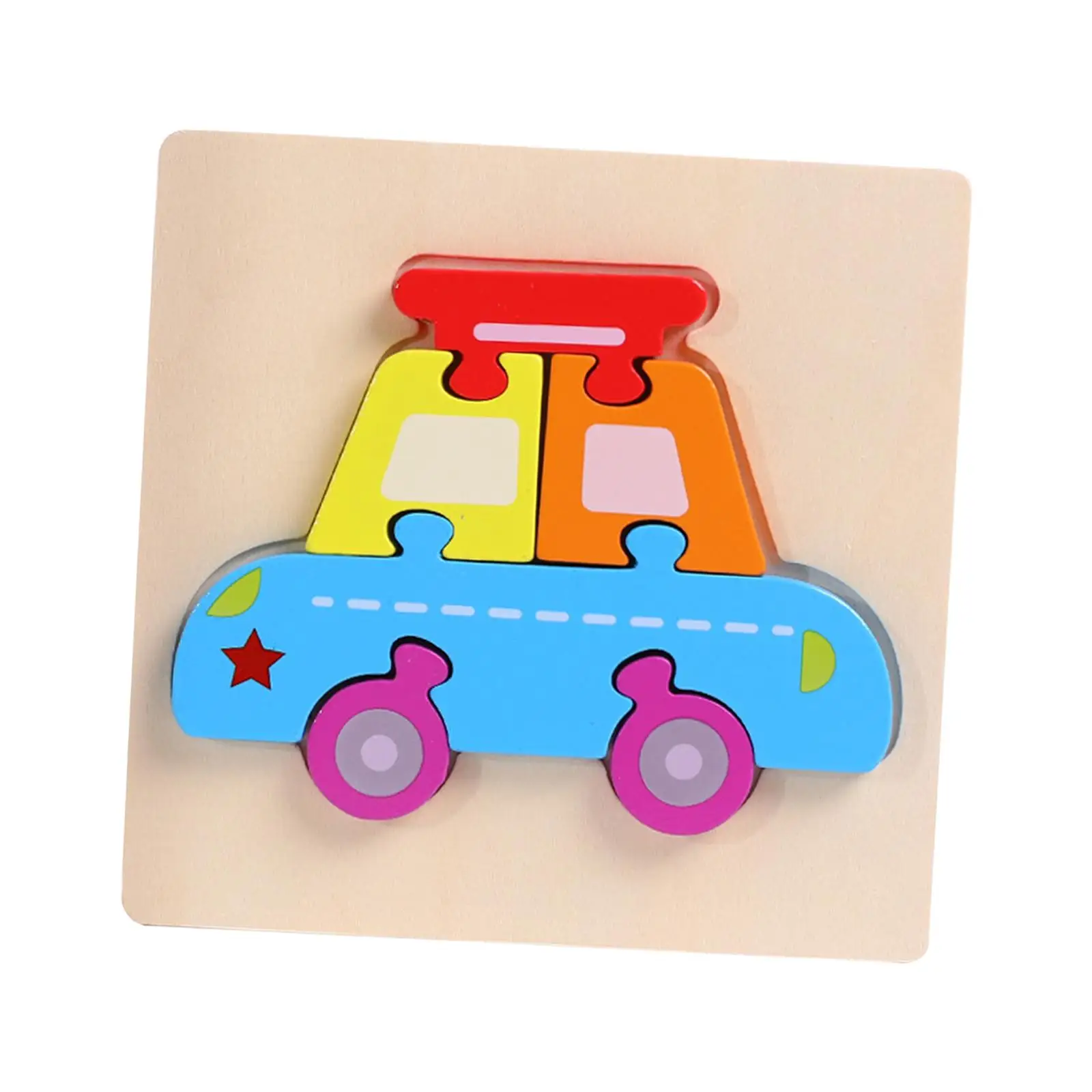 

Montessori Jigsaw Puzzles Gift for Boy Girls Educational Preschool Toys Colorful Fine Motor Skills Car Puzzles Travel Toy