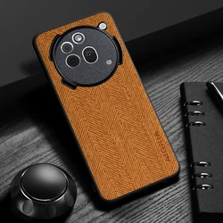 Elegant Leather Wood Grain Case - Simple, Lightweight, Durable Cover for Nothing Phone 4A (Orange)