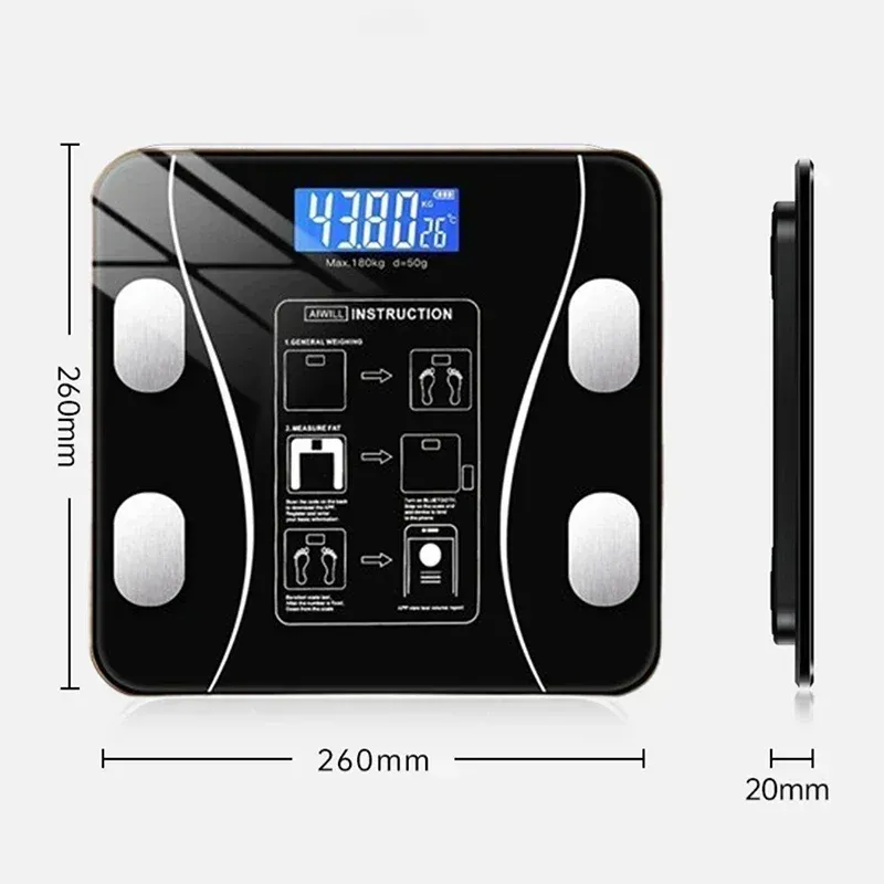 Smart Wireless LED Digital Body Fat Scale | Body Composition Analyzer | Small Electronic Scale with Accurate Measurement