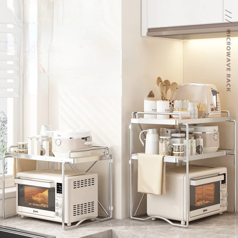 

Microwave Storage Rack Tabletop Multifunctional 2layers Shelves Modern Minimalism Good-looking Kitchen Accessories Organizer