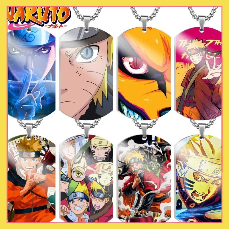

Animation Peripherals Naruto NARUTO Uzumaki Naruto Nine-Tails Color Printed Jewelry Stainless Steel Necklace Collection Toy Gift