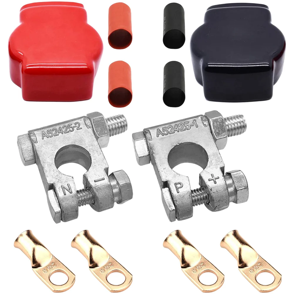보호 슬리브와 열수축 튜빙이 있는 아연 합금 배터리 터미널 클램프(자동차, 해양, RV용)
