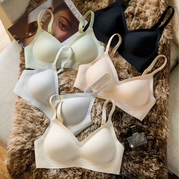 Intimo senza cuciture da donna con seni piccoli, push-up, senza bordi, reggiseno sportivo con supporto morbido, seni grandi, piccoli e sottili