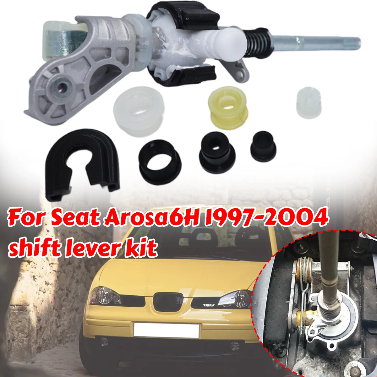 For Seat Arosa 6H 1997-2004 Complete Gear Shifter Selector Lever Guide Bearing Shell Bushing MT Shifting Issue Fix Linkage End
