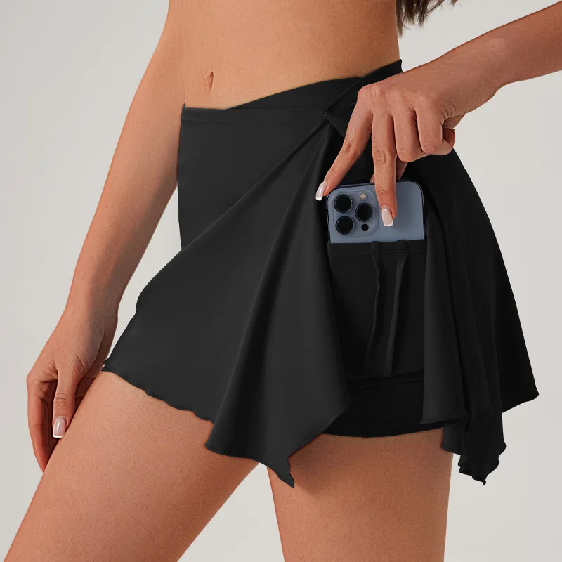 DK061+PQ061 Summer New Sports Short Skirt Women High Waist Pocket Tennis Yoga Skirt Fitness Tight Quick Drying Short