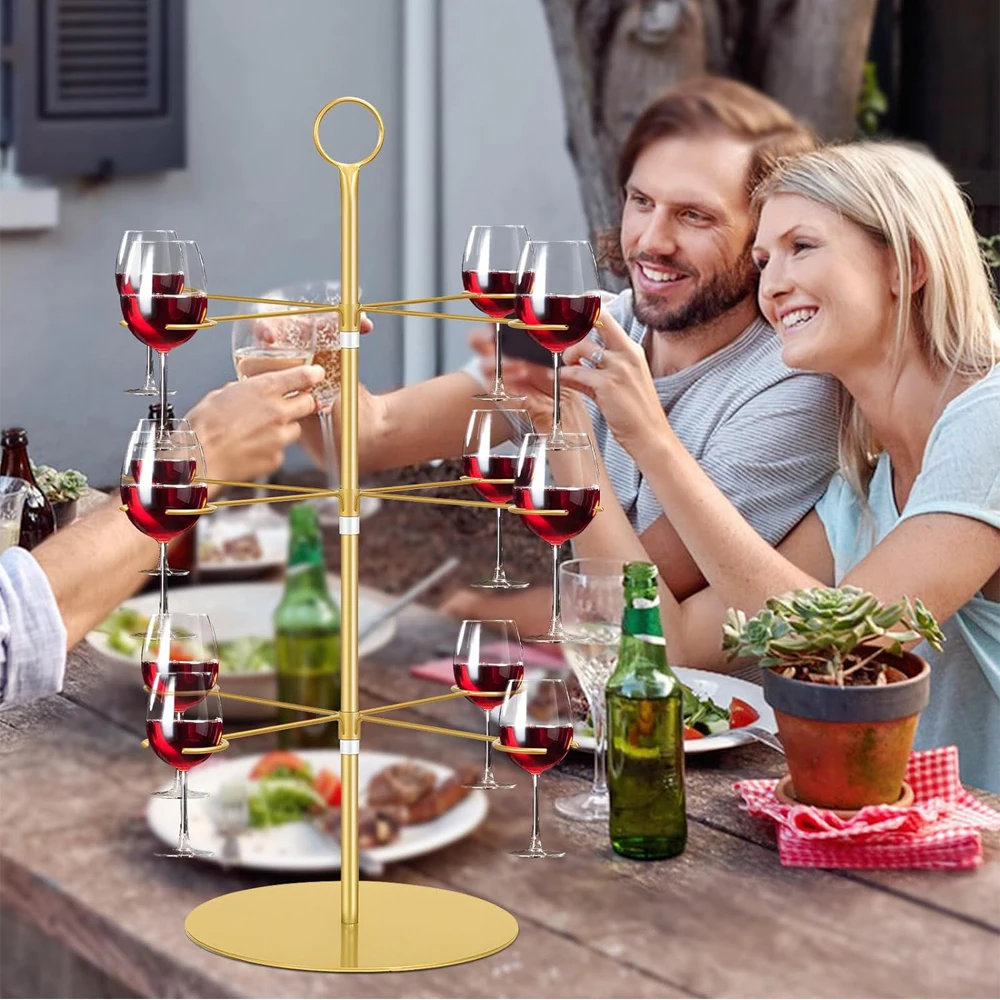 SpritzUpYourLife Dranktoren, serveerboom voor cocktails, Aperol Tower voor 8 glazen - verjaardagscadeau voor vrouwen, Aperolcadeau, Moederdagcadeau (zwart
