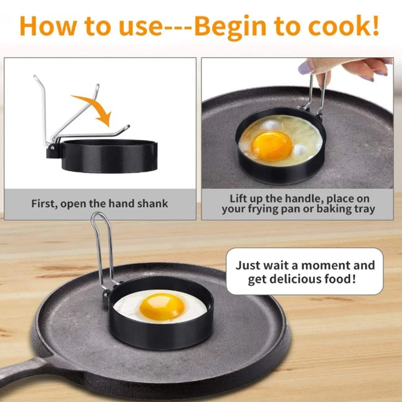 2X Round Egg Pancake Maker Mold,Non Stick Circle Shaper Mold, Kitchen Cooking Tool For Frying Mcmuffin Or Shaping Eggs