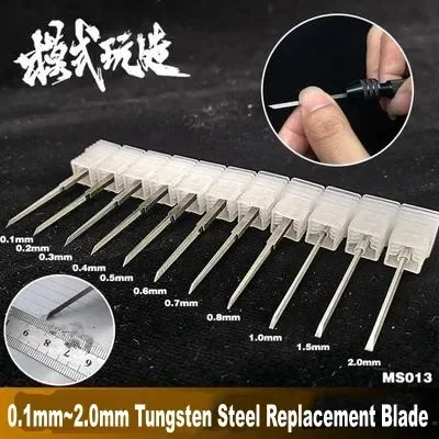 Model Tools MS013 0.1mm~2.0mm Tungsten Steel Replacement Blade Cutter Head for Model Tool Push Carve Knife