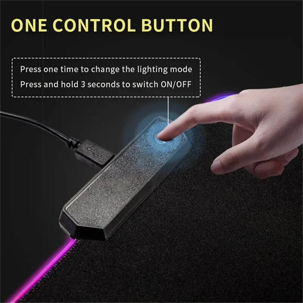 Colorful Glow RGB Mousepad with LED Backlight - Black & Red Cloud Kawaii Non-slip Desk Mat 40x90cm