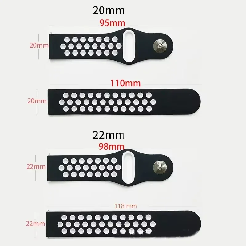 Versatile Silicone Smart Watch Strap - Sport Band Accessories, 20/22mm