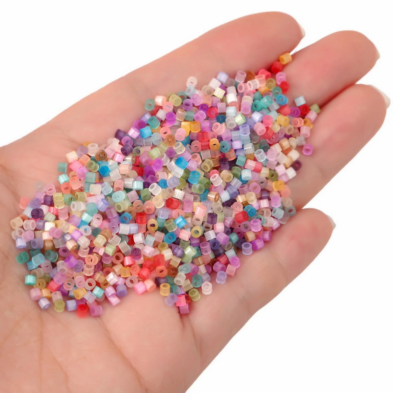 10 Gramm mehrfarbige Glasperlen Zylinder Katzenauge Nachahmung lose Abstand halter Perlen DIY Halskette Schmuck Geschenke ca. 2,5mm Durchmesser. – Detail 3