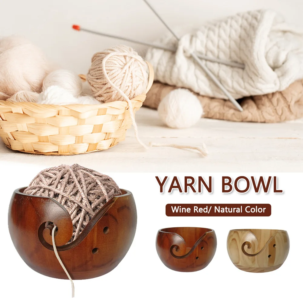 

Wooden Yarn Bowl Crochet Organizer Storage Holder Non Slip Eco-friendly New Handmade DIY For Knitting Crochet Skeins