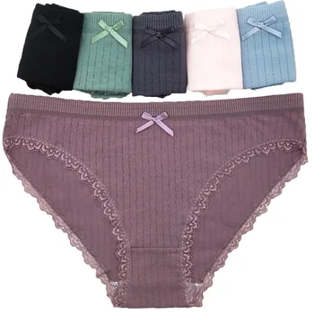 Intimo da donna Slip in cotone a vita bassa Stile quotidiano Mutandine sexy solide Mutandine da donna Lingerie 6 pezzi / set