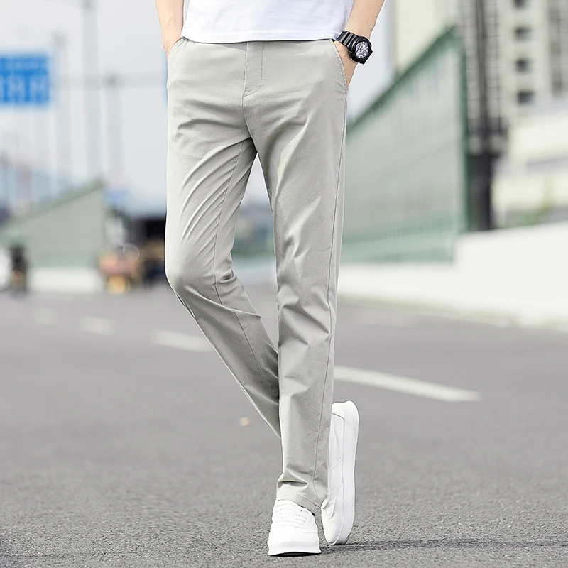 Men's Clothing Business Casual Pants Straight 2024 Spring Summer Autumn Solid Color All-match Button Pockets Spliced Trousers