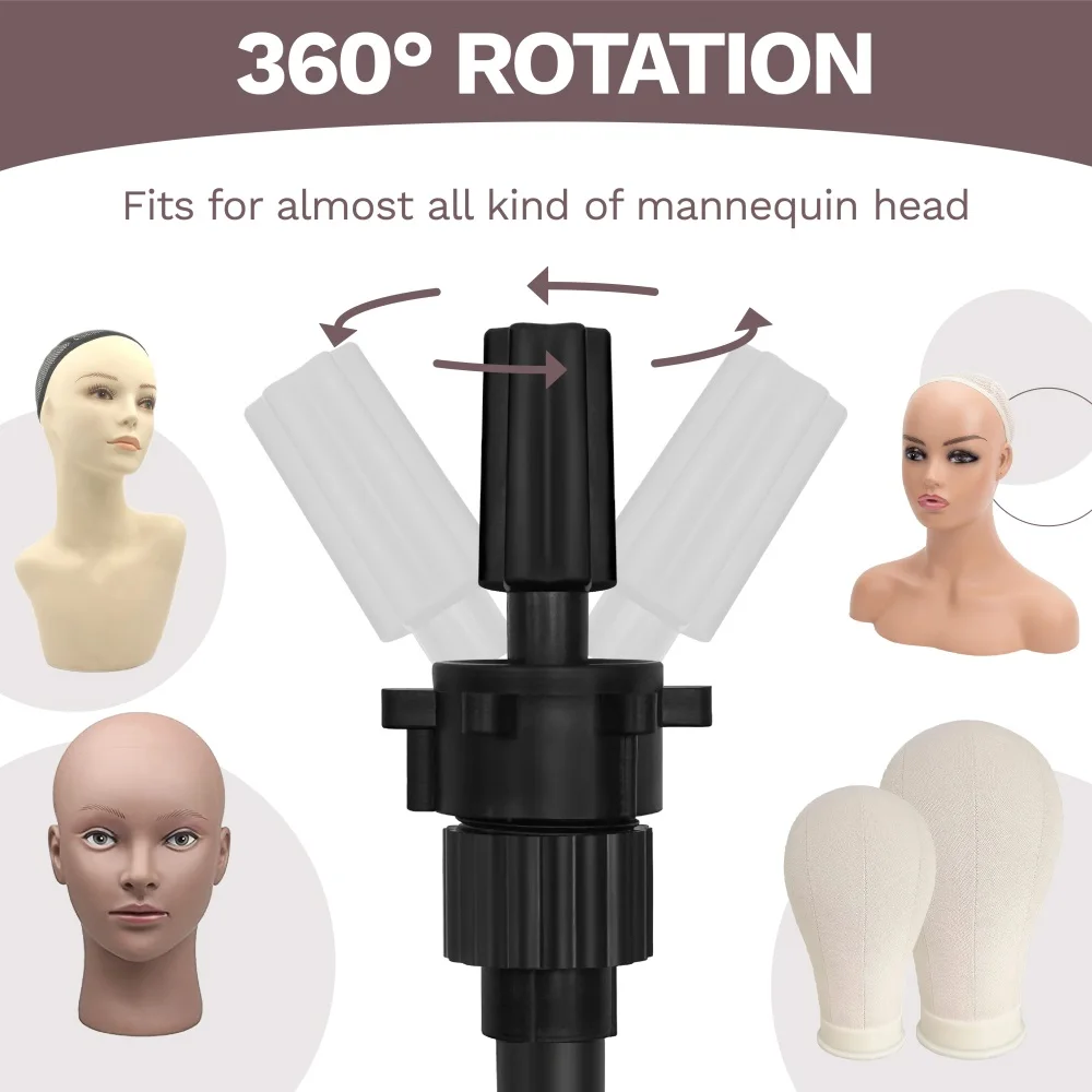 Wig Stand Tripod With Tray Adjustable Mannequin Head Stand Metal Wig Head Stand For Canvas Head For Display Wig Tripod Stand