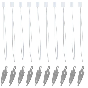 10Pcs Long Needle Threader Embroidery Stitching Tool & 10Pcs Stainless Steel Needle Threader for  Embroidery Floss Cross Stitch 1