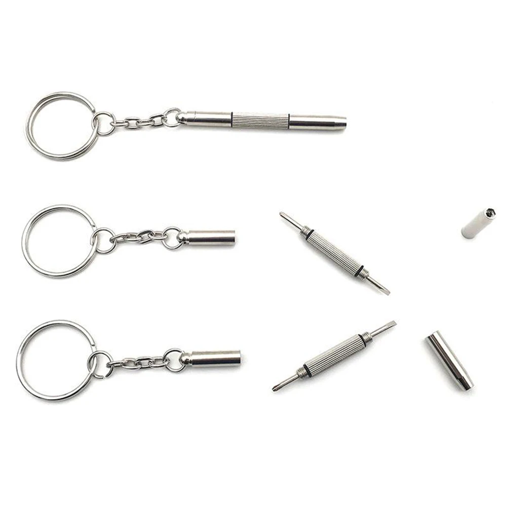 1pc Mini Brillen Schraubendreher 3-In-1 Flach Kopf/kreuz/stern Schraubendreher Für Gläser Telefon uhr Schraube Reparatur-Tool Schlüsselring – Detail 2