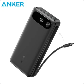 Power Bank Anker 20000mAh 87W Caricabatterie Portatile con Cavo Integrato 3 Porte 65W Max Ricarica Rapida per iPhone e Laptop