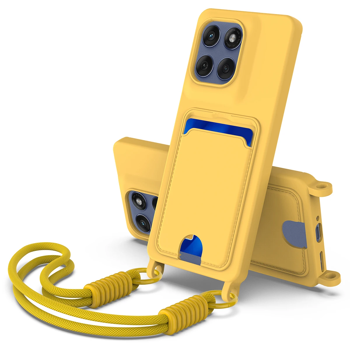 Lanyard Rope Phone Case with Silicone Card Holder and Fall Prevention Cover