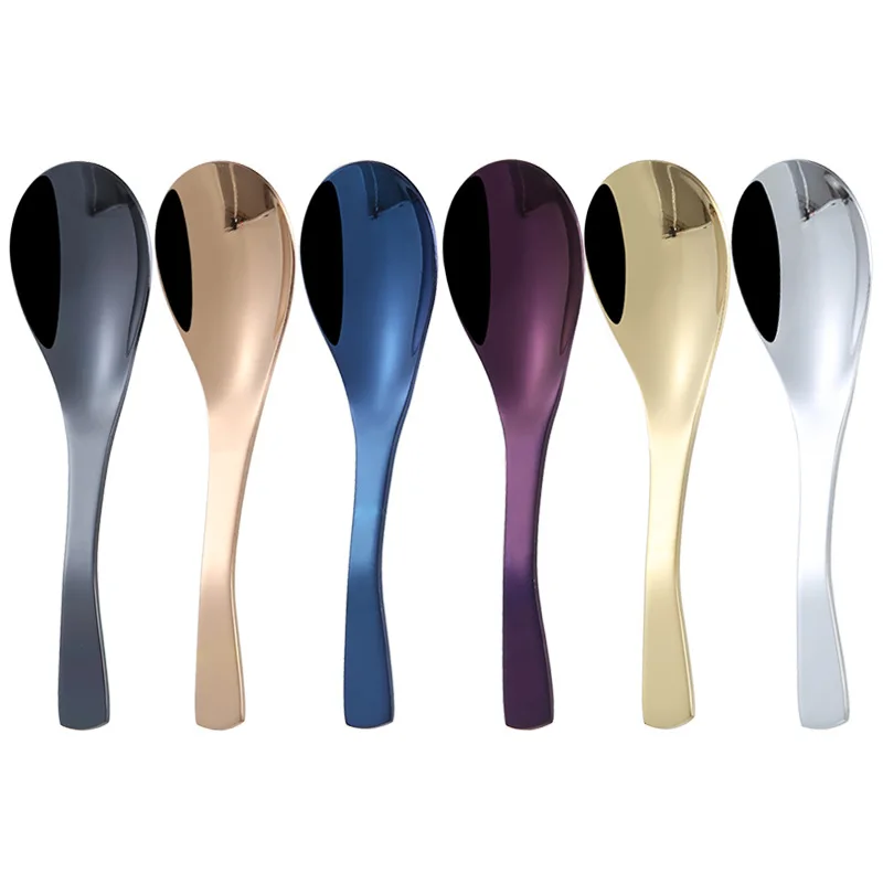 

1Pcs Stainless Steel Round Spoons Thickened Colorful Versatile Soup Spoon for Chinese Food Dessert Ladle Kitchen Tableware Tools