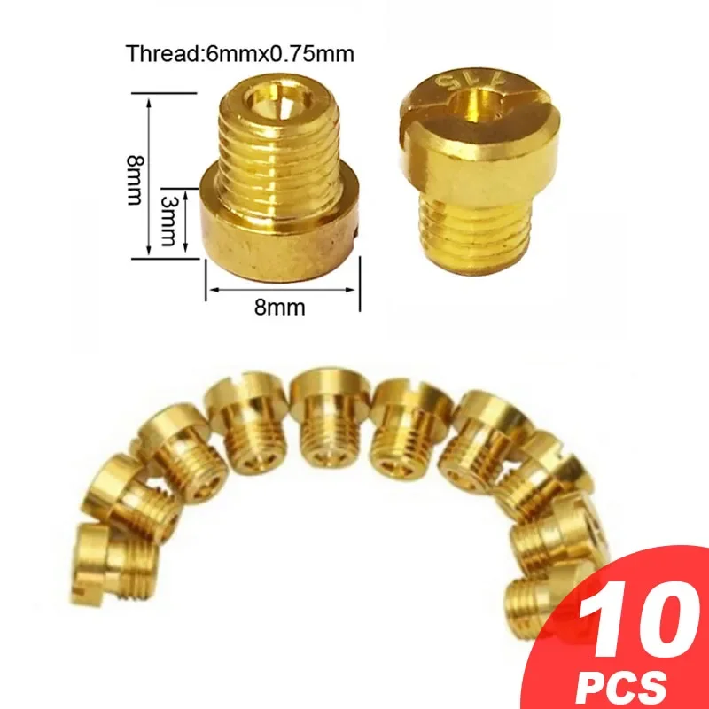 10pcs M6 Thread 6mm Motorcycle Main Jet Kit for DellOrto Carburetor PHBH PHBL FRD PHF VHB VHSH Injector Nozzle