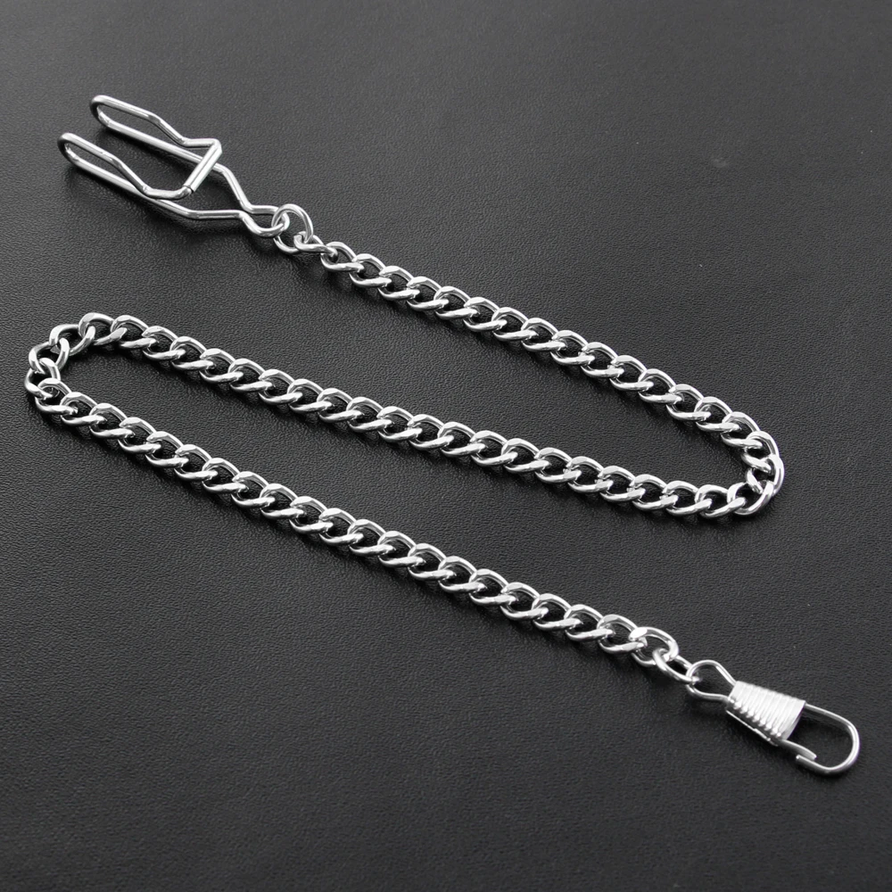 Gold Mechanical Pocket Watch Necklace Chain - 37.5cm Stainless Steel, Vintage Design