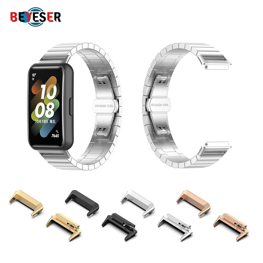 

1 пара металлических адаптеров для HUAWEI Band 7, модный спортивный ремешок из нержавеющей стали, соединительная головка для HUAWEI, аксессуары для умных часов