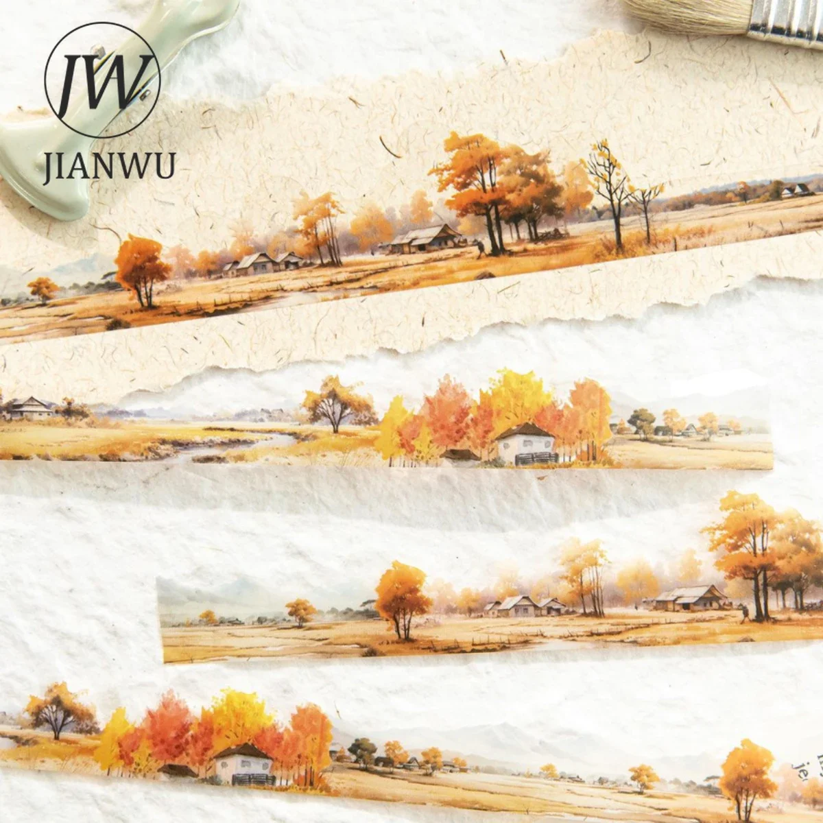 JIANWU 30mm*200cm To The Mountains and  Sea Series Vintage Landscaping Collage Material PET Tape Creative DIY Journal Stationery 4